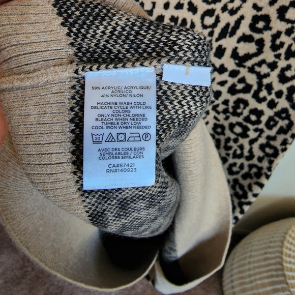 Loft Cheetah Print Long-Sleeve Stretch Knit Sweater Mini Dress Women's S… - Picture 5 of 8